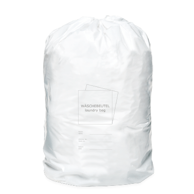 Wäschebeutel LDPE, mit Kordelzug, weiß