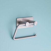 Toilet Paper Holder Square without Cover – Adhesive Mount – Brushed