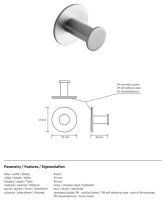 Single Round Hook – Adhesive Mount – Brushed