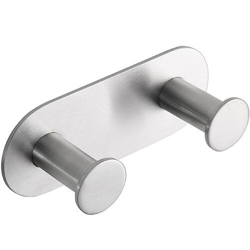 Doppelhaken Oval Basic – Selbstklebend, Gebürsteter Edelstahl