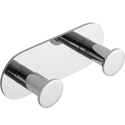 Doppelhaken Oval Basic – Selbstklebend, Polierter Edelstahl