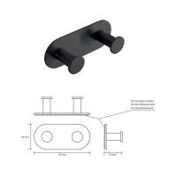 Double Oval Hook – Adhesive Mount – Black