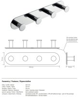 Hakenleiste Oval Basic mit 4 Haken – Selbstklebend, Polierter Edelstahl