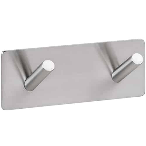 Double Square Hook for sticking, brushed