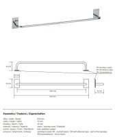 Handtuchhalter Quadratisch Basic 600 mm – Selbstklebend, Polierter Edelstahl