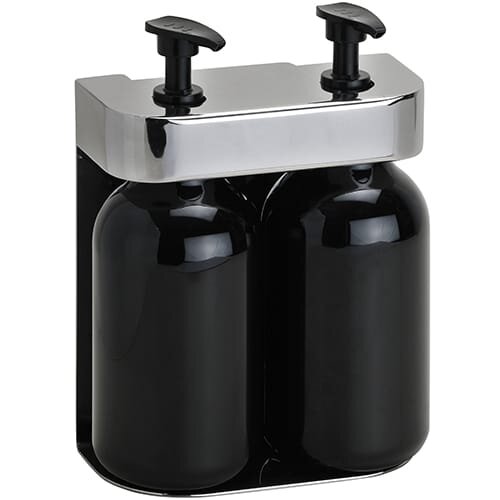 Double Soap Dispenser with Magnetic Lock 2x500 ml round, polished
