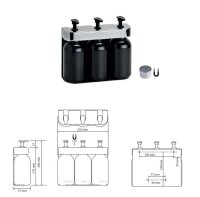 Triple Soap Dispenser with Magnetic Lock 3x500 ml round, polished