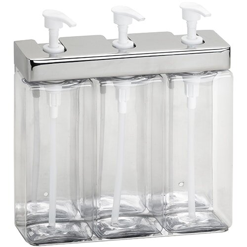 Triple Soap Dispenser with Magnetic Lock 3x500 ml square, polished