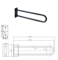 Haltegriff, U-förmig, Stützgriff, Waschbeckenstützgriff 813 mm schwarz