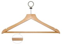 BASIC Wooden Clothes Hanger with Trouser Bar and Ring,...