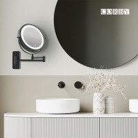 LED Cosmetic Mirror with 5x Magnification, black