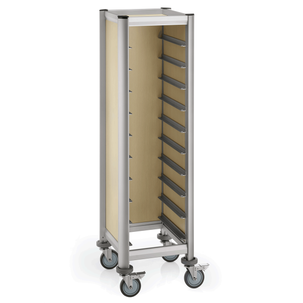 Tablettwagen für 10 Tabletts mit Alu-Profile