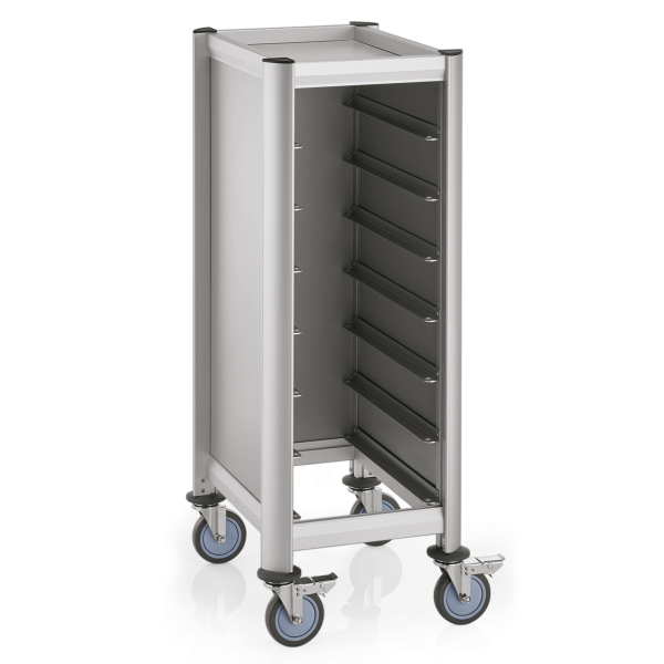 Tablettwagen für 7 Tabletts mit Alu-Profile