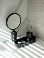 Baker Quadratischer Taschentuch Spender in schwarzem Marmor