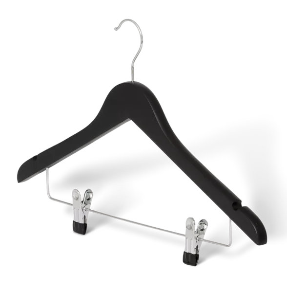 Hotel Hanger Graham with Hook and Clips BLACK