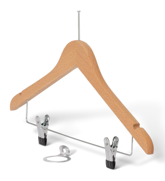 Anti-theft Hanger Graham with Pin and Clips NATURAL