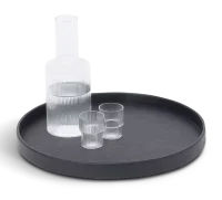 Round Welcome Tray with Stitching Maroa Black