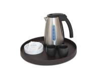 Round Welcome Tray with Stitching Maroa Black