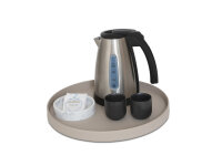 Round Welcome Tray with Stitching Maroa Black
