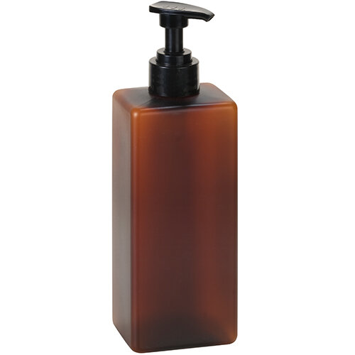 Square Bottle with Pump 500 ml brown