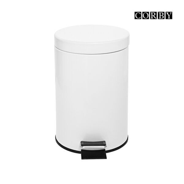 Corby Tritt-Mülleimer in Weiss 3 Liter
