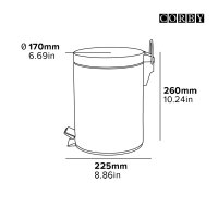 Corby Tritt-Mülleimer in Weiss 3 Liter