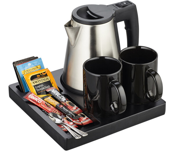 Emberton Bambus Willkommenstablett Tongwell Schwarz mit 0,5-Liter-Wasserkocher