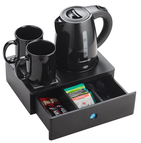 Emberton Willkommenstablett Cambourne Plus mit Schublade und Wasserkocher 0,8 Liter