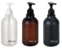 Round Bottle with Pump 500 ml black