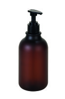 Round Bottle with Pump 500 ml brown