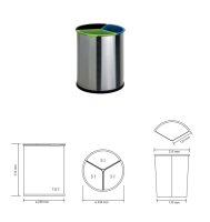 Waste Bin for Sorted Waste 15 L brushed steel