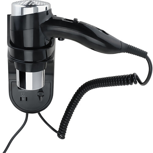 Hotel Hair Dryer 1600W with Base and Spiral Cord black