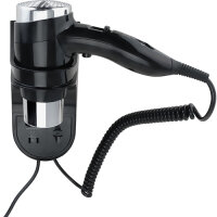 Hotel Hair Dryer 1600W with Base and Spiral Cord black