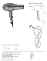 Hotel Haartrockner ohne Wandhalterung, gerades Kabel, grau, 1800 W