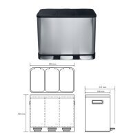 Waste Bin for Sorting 3x14 L with Soft-Close System
