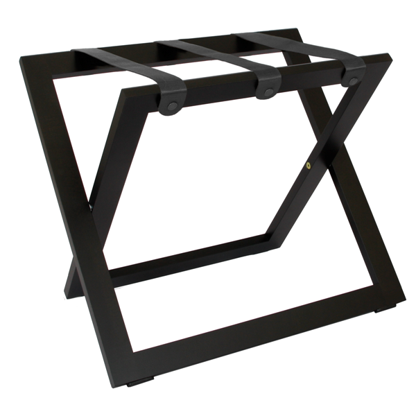Compact Luggage Rack with Nylon Straps beech wood black
