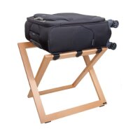 Compact Luggage Rack with Leather Straps beech wood black