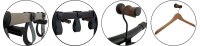 Compact Luggage Rack with Leather Straps beech wood black