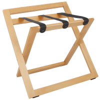 Compact Wooden Luggage Rack with Backrest and Nylon...