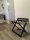 Compact Wooden Luggage Rack with Backrest and Nylon Straps white