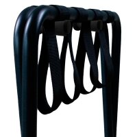 Economy Hotel Kofferablage in Schwarz mit Nylongurten