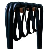 Economy Hotel Kofferablage in Schwarz mit Nylongurten