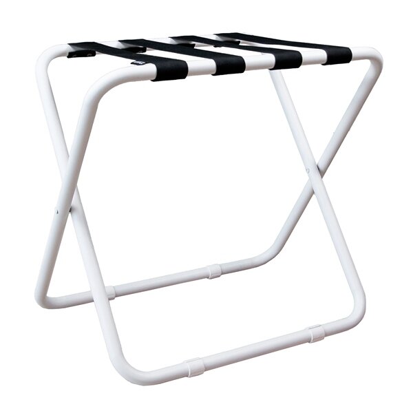Economy Hotel Luggage Rack with Nylon Straps white