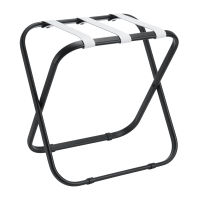 Hotel Kofferbock aus Schwarzem Stahl mit Grauen Nylonbändern