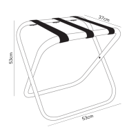 Hotel Kofferbock aus Schwarzem Stahl mit Grauen Nylonbändern