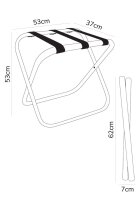 Hotel Kofferbock aus Schwarzem Stahl mit Grauen Nylonbändern