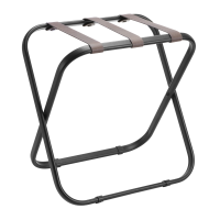 Hotel Kofferbock aus schwarzem Stahl mit Braunen Ledergurten