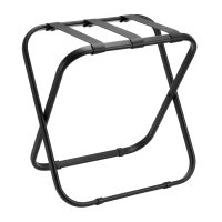 Hotel Kofferbock aus schwarzem Stahl mit Braunen Ledergurten