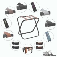 Hotel Kofferbock aus schwarzem Stahl mit Braunen Ledergurten