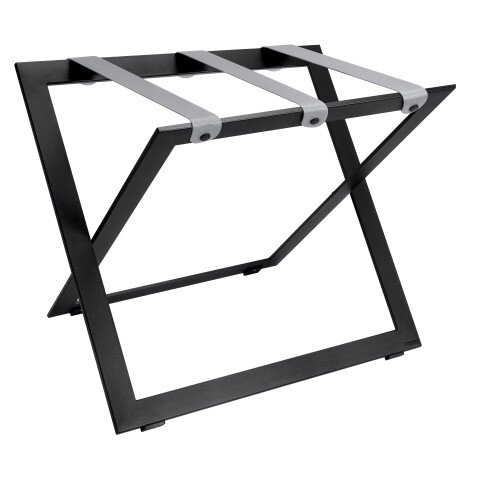 Steel Black Luggage Rack with Grey Nylon Straps